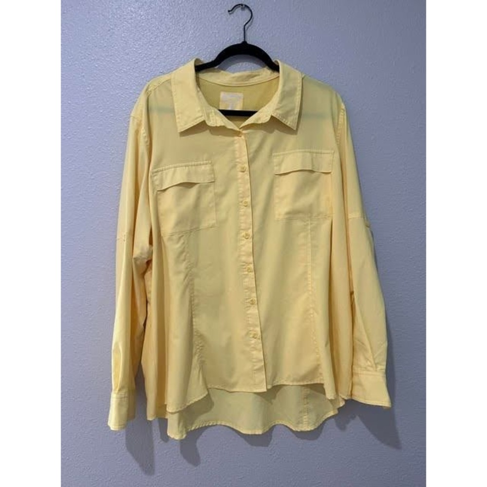Reel Legends Saltwater Mens 2X Yellow Fishing Shirt Long Sleeve Vented Pockets